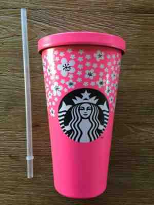 Starbucks Tumbler Stainless Steel Sakura Cherry Blossom Bright Pink 16 oz. - Sold on eBay Jul, 14th 2019 for $35.00
