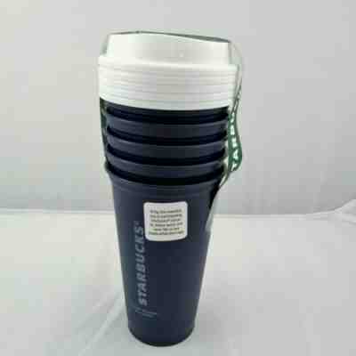 Starbucks 5 Pack Set Reusable To Go Travel Cup Navy Blue Tumbler 16 oz - Sold on eBay Jul, 14th 2019 for $22.00