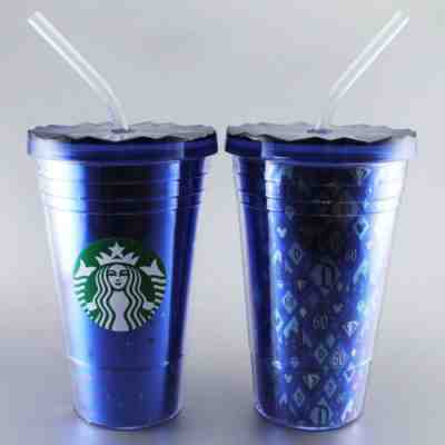 Set of 2 Disney Starbucks Tumblers 60th Diamond Celebration Double Wall Cold Cup - Sold on eBay Jul, 14th 2019 for $23.50