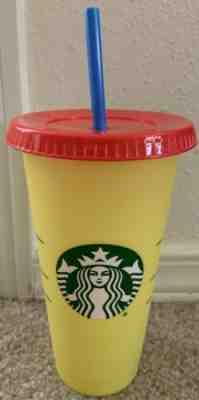 NEW RARE Starbucks Color Changing Reusable Cold Cup- Citron To Emerald - Sold on eBay Jul, 14th 2019 for $19.51
