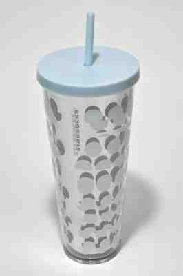 Starbucks Silver Tumbler, White Polka Dot, 24 oz, Cold Cup - Sold on eBay Jul, 14th 2019 for $23.99