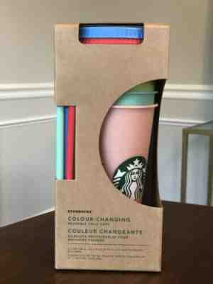 Starbucks Color Changing Reusable Cold Cup Tumblers 24oz Venti Set Of 5 Cups  - Sold on eBay Jul, 14th 2019 for $64.00