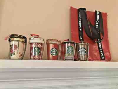 5 STARBUCKS 2018 HOLIDAY CHRISTMAS ORNAMENT CUPS + RED GWP BAG - MWT - LTD ED. - Sold on eBay Jul, 14th 2019 for $24.99