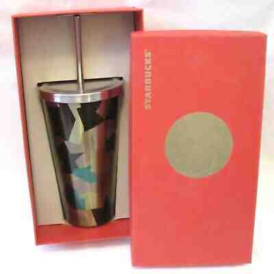 2014 Starbucks 16oz Tumbler with Straw Camo Stained Glass Mosaic Stainless Steel - Sold on eBay Jul, 14th 2019 for $19.98