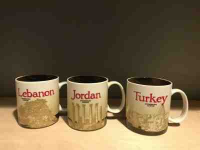  3 Starbucks Mug Global icon Collectors series Lebanon Jordan Turkey 16 oz 