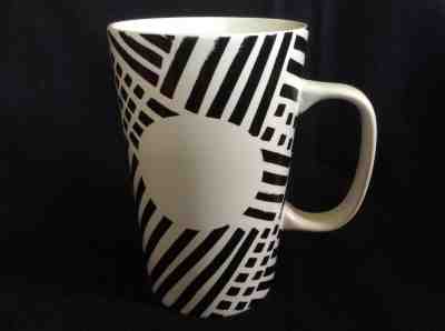 NIB Starbucks Coffee/Tea Mug 2014 Black & White Grid Stripe White Dot 16 oz  - Sold on eBay Jul, 14th 2019 for $19.99