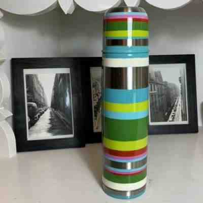 STARBUCKS 2005 Pylones Multi-Color Stripes Stainless Steel Thermos 17 Oz EUC - Sold on eBay Jul, 14th 2019 for $18.18