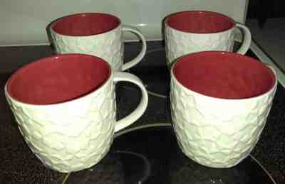 Set of 4 2011 Starbucks Bone China Cup/Mug Embossed Stars Red Interior 14 oz #80 - Sold on eBay Jul, 14th 2019 for $20.00
