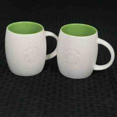 Starbucks Mermaid Etched Coffee Mugs Cup Green Inside Pair Set 2 Couple Matching - Sold on eBay Jul, 14th 2019 for $23.98