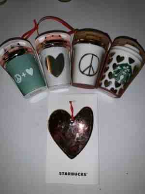 Starbucks Ornaments Peace And Heart Lot X5 - Sold on eBay Jul, 14th 2019 for $39.95