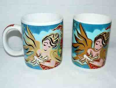 STARBUCKS PAIR SET OF 2 PEACE JOY MARY GRAVES COFFEE MUG & COCOA CUP - Sold on eBay Jul, 14th 2019 for $16.64