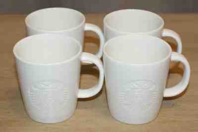 4 Starbucks Coffee White Etched Siren Mermaid Espresso 3 oz Mugs Demitasse Cups - Sold on eBay Jul, 13th 2019 for $49.99