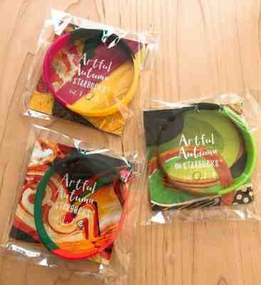 Starbucks 2018 Wrist Rubber Band Bracelet set of 3 Artful Autumn Limited - Sold on eBay Jul, 13th 2019 for $25.99