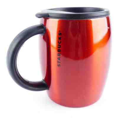 Starbucks 2012 Red Stainless Steel Coffee Barrel Mug Travel Cup with Lid 14 oz - Sold on eBay Jul, 13th 2019 for $29.95