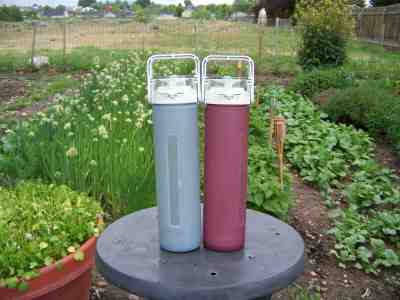 Starbucks Coffee 16oz 2010 Glass Bottle 2 Travel Silicone Sleeve Berry Blue-Gray - Sold on eBay Jul, 13th 2019 for $24.95