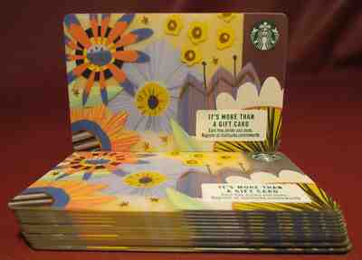 Lot of 14 Starbucks, 2017 Wildflowers with Gold Leaf Gift Cards New with Tags - Sold on eBay Jul, 13th 2019 for $17.70