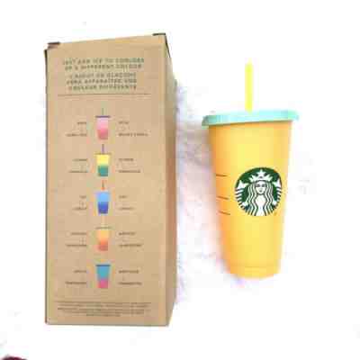 Starbucks Reusable Tumbler COLOR CHANGING 2019 24oz Apricot Tangerine Single Cup - Sold on eBay Jul, 13th 2019 for $26.00