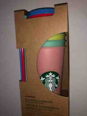 Starbucks Color Changing Reusable Cold Cup Tumblers 24oz Venti Set Of 5 Cups  - Sold on eBay Jul, 13th 2019 for $68.00