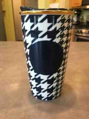 Starbucks 2015 Dot Collection Houndstooth Ceramic Travel Mug 12 oz Navy Herringb - Sold on eBay Jul, 13th 2019 for $17.99