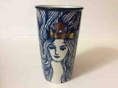 Starbucks 2016 Anniversary Blue Gold Crown Siren Mermaid 12oz Coffee Tumbler Mug - Sold on eBay Jul, 13th 2019 for $16.99