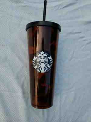 Starbucks Cold Cup Black/Brown Tortoise Shell Print Tumbler 24 OZ Matte RARE - Sold on eBay Jul, 13th 2019 for $15.00