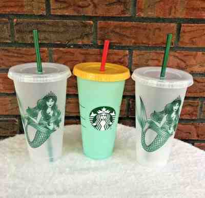3 Starbucks Reusable Frosted Plastic Venti Cold Cup Color Change Mermaid Tumbler - Sold on eBay Jul, 13th 2019 for $33.25