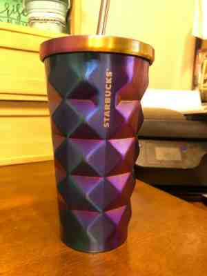 Starbucks Stainless steel purple Iridescent tumbler 2016 - 16oz - 3D effect - Sold on eBay Jul, 12th 2019 for $30.00