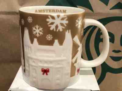 Starbucks Amsterdam - Christmas Holiday - Gold / Golden City Icon Relief Mug  - Sold on eBay Jul, 12th 2019 for $41.00