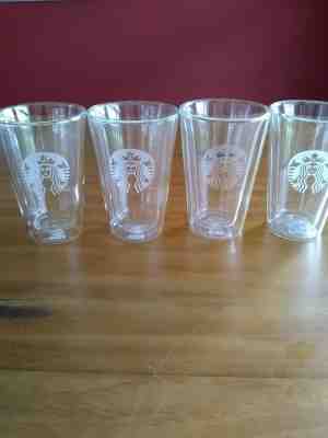 4 Starbucks Bodum Glass  Double Walled Mouth Blown Tumblers 2011 - Sold on eBay Jul, 10th 2019 for $50.00