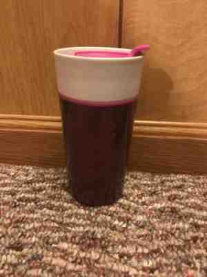 2015 Starbucks Metallic Purple White Ceramic Travel Tumbler Mug Swivel Lid 12 oz - Sold on eBay Nov, 3rd 2019 for $19.99