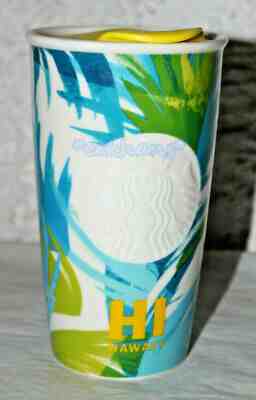 NEW Starbucks Hawaii Ceramic Hot Coffee Tumbler Mug 12 fl oz Blue Green Palms - Sold on eBay Nov, 3rd 2019 for $37.98