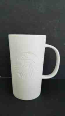 Tall Starbucks Mug Matte White Etched Logo 16 Ounce 5 1/2 Inch 2014 Edition - Sold on eBay Nov, 3rd 2019 for $15.99