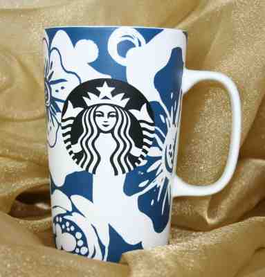 Starbucks Tall Mug Blue Floral Aloha Hawaii Mermaid Logo 16oz Coffee Cup Limited - Sold on eBay Nov, 3rd 2019 for $16.99