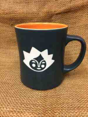 2011 Starbucks Bona China Mug - Black & Orange w. Laser Etched Face & Wordmark - Sold on eBay Nov, 2nd 2019 for $15.99