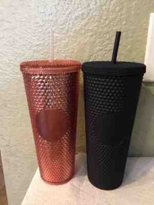 Set of 2 Starbucks Rose Gold AND 2019 Halloween Black Studded Tumbler Cups - GSP - Sold on eBay Nov, 2nd 2019 for $119.00