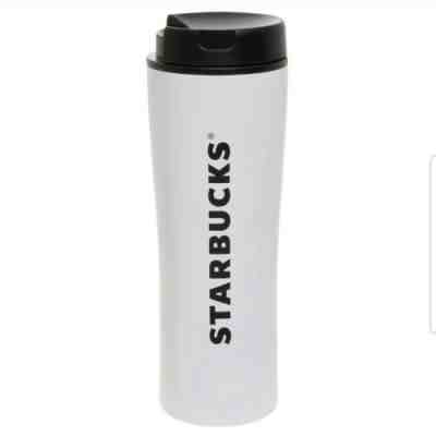 STARBUCKS Stainless Steel Coffee Travel Cup 16oz Vacuum Tumbler White With Lid - Sold on eBay Nov, 2nd 2019 for $24.99