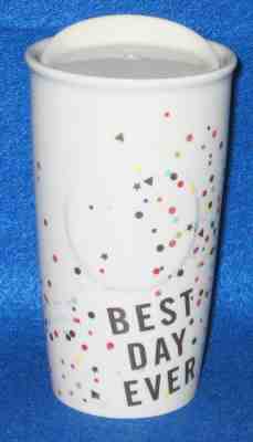 STARBUCK'S "BEST DAY EVER" CERAMIC MUG WITH LID - Sold on eBay Nov, 2nd 2019 for $16.95
