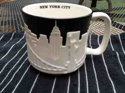 Starbucks New York Coffee Mug Cup NYC Skyline Yellow Taxi Black White Relief - Sold on eBay Nov, 2nd 2019 for $19.99