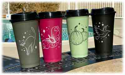 Starbucks Hard To Find Reusable Hot Cups Halloween Cat Pumpkins Set of 4 NEW - Sold on eBay Nov, 2nd 2019 for $15.50