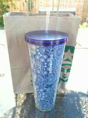 Starbucks 2019 Blue Cactus Succulent Floral Paisley Print Acrylic Tumbler Venti  - Sold on eBay Nov, 2nd 2019 for $25.95