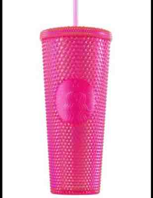 NEW STARBUCKS  2019  Neon Pink Studded Cold Cup Tumbler WINTER HOLIDAY 24 oz - Sold on eBay Nov, 1st 2019 for $59.29