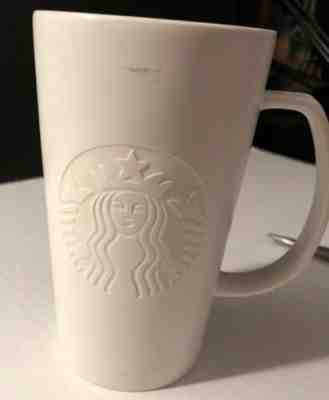 2015 Starbucks "G" Grande Embossed Siren Mug eggshell matte white finish - Sold on eBay Nov, 1st 2019 for $16.95