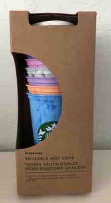 NEW Starbucks Marble Plastic Reusable Hot Cold 6 Cups With Lids 16oz 2019 SUMMER - Sold on eBay Nov, 1st 2019 for $27.99