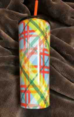 Starbucks 20 0z Stainless Steel Stripes 2019 Spring Straw Tumbler HTF Plaid - Sold on eBay Nov, 1st 2019 for $19.99