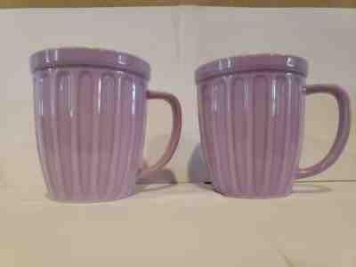 Set of 2 Starbucks 2006 Lavender Light Purple Ribbed Fluted Flowerpot Mugs 16oz - Sold on eBay Nov, 1st 2019 for $19.50