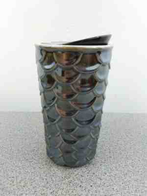 STARBUCKS Dk Green Embossed Iridescent Ceramic Mermaid Scales Travel Tumbler NEW - Sold on eBay Nov, 1st 2019 for $24.99