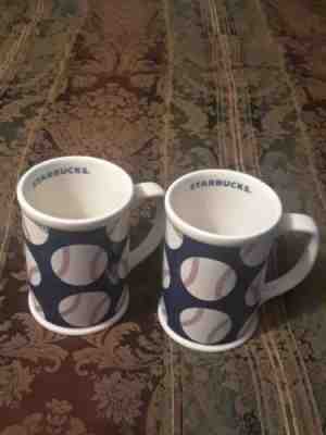 Set of 2 Starbucks Baseball Coffee Mugs 16 oz Cups 2007 Red White Navy Blue  - Sold on eBay Nov, 1st 2019 for $19.99
