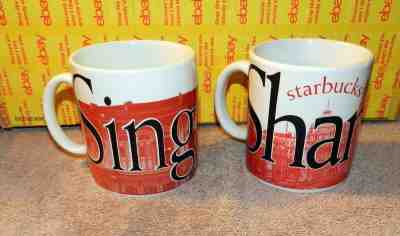 STARBUCKS SINGAPORE 2002 CITY MUG Shanghai City Mug 2004 GET 2 Mugs 20oz - Sold on eBay Nov, 1st 2019 for $36.00