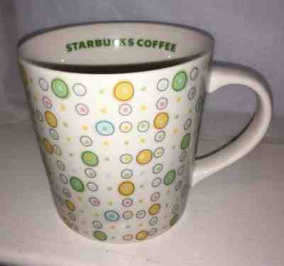 STARBUCKS 2005 LARGE 16 OZ WHITE MUG/CUP WITH PASTEL CIRCLES & DOTS  - Sold on eBay Nov, 1st 2019 for $20.00