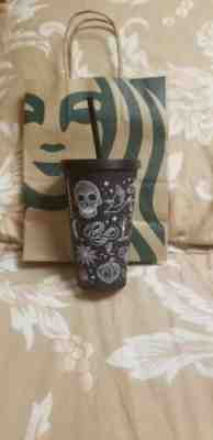 NEW *Hard To Find* Starbucks 2019 Halloween Skull Tumbler 16oz Purplish Black - Sold on eBay Nov, 1st 2019 for $44.50
